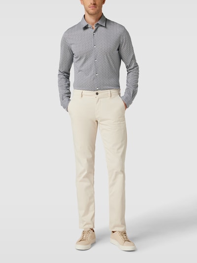BOSS Slim Fit Freizeithemd mit Allover-Muster Modell 'Roan' Marineblau 1