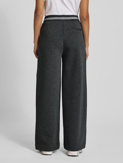 ICHI Wide Leg Stoffhose mit elastischem Bund Modell 'KATE' Anthrazit 5