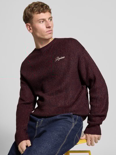 REVIEW Gebreide pullover met ronde hals Donkerrood - 3