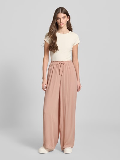 Review Wide leg stoffen broek met tunnelkoord Oudroze - 1