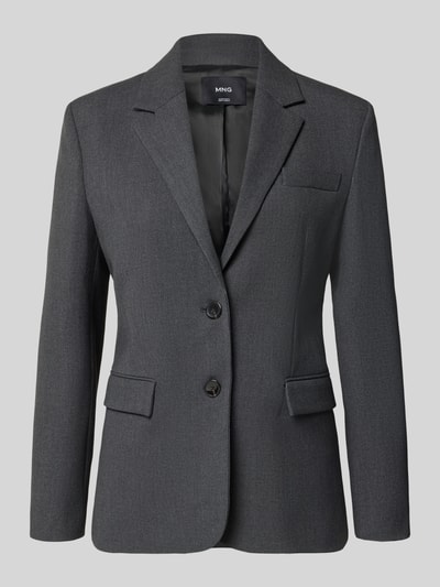 Produktfoto, Blazer mit Viskose-Anteil Modell 'Bergen' von MANGO, taillierte Form, dunkelgrauer Stoff, Reverskragen, 2-Knopfleiste, glatte Textur