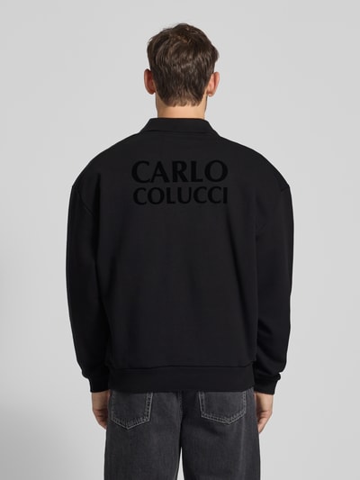 CARLO COLUCCI Bluza o kroju oversized z kołnierzykiem polo Czarny 5