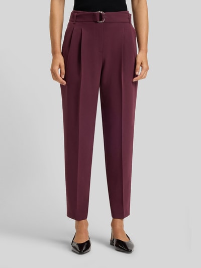 BOSS Spodnie o kroju regular fit z zapięciem na pasek Bordowy 4