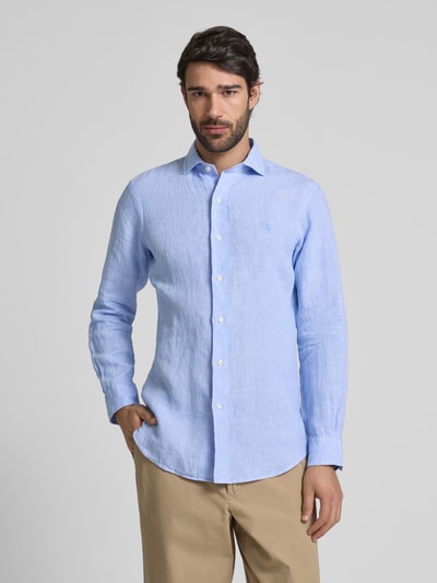 Polo Ralph Lauren Custom Fit Leinenhemd mit Haifischkragen Hellblau 4