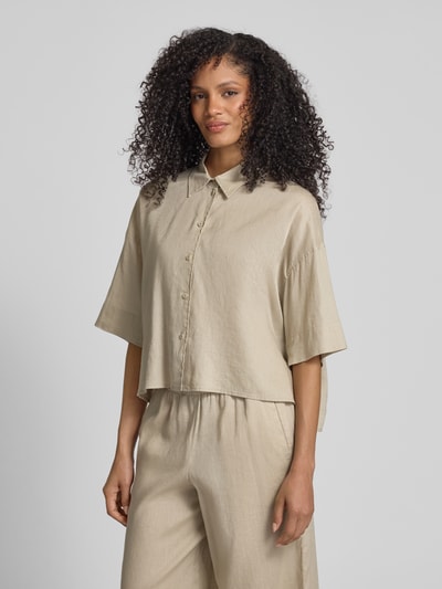 Drykorn Relaxed Fit Leinenbluse mit überschnittenen Schultern Sand 4