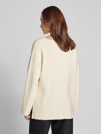 Only Relaxed fit gebreide pullover met viscose en hoge zijsplitten, model 'KATIA' Offwhite - 5