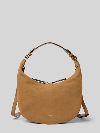 Produktfoto, Hobo Bag aus echtem Leder Modell 'NANA' von Abro in braunem Ton mit kurzem Tragehenkel und abnehmbarem Schulterriemen, glatte Textur