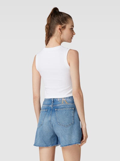 Calvin Klein Jeans Crop Top mit Feinripp Modell 'ARCHIVAL MONOLOGO' Weiss 5