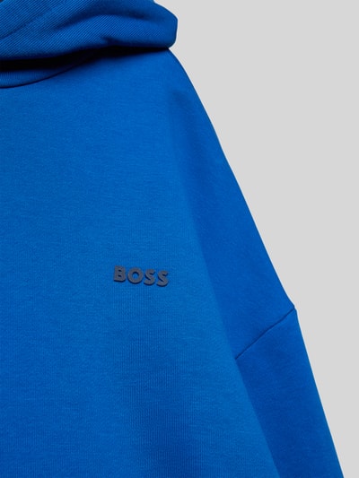 Boss Bluza z kapturem z nadrukiem z logo Królewski niebieski 2