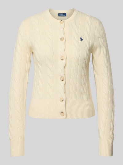 Polo Ralph Lauren Strickjacke aus Wolle-Kaschmir-Mix mit Zopfmuster Offwhite 2
