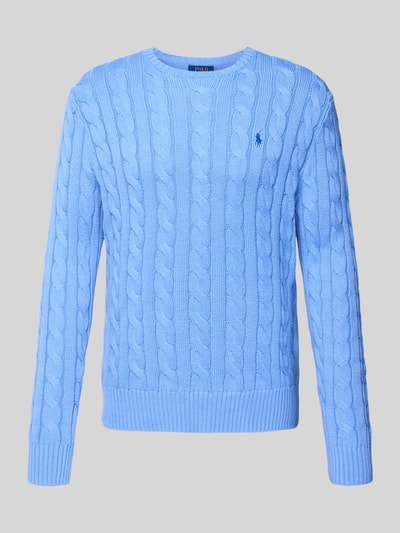 Polo Ralph Lauren Strickpullover mit Zopfmuster Modell 'DRIVER' Bleu 2