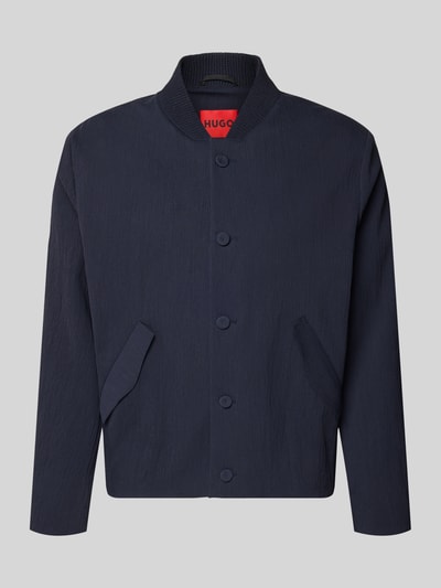 Productfoto, donkerblauwe blouson met vijf knopen en schuine steekzakken, Regular Fit Blouson aus Baumwoll-Lyocell-Mix Modell 'UKASHI263X-H' van HUGO, heren bomberjack