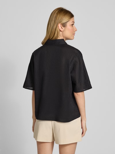 Mango Boxy Fit Bluse aus Leinen-Baumwoll-Mix mit 1/2-Arm Modell 'PAI' Black 5