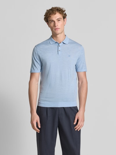 Fynch-Hatton koszulka polo o kroju regular fit z czystej bawełny w imitacji dzianiny Jasnoniebieski 4