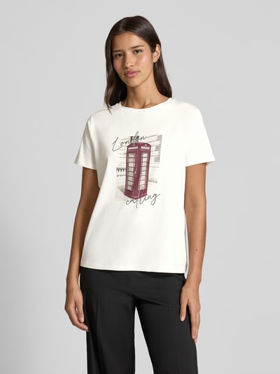 comma T-Shirt mit Motiv-Print Weiss 4