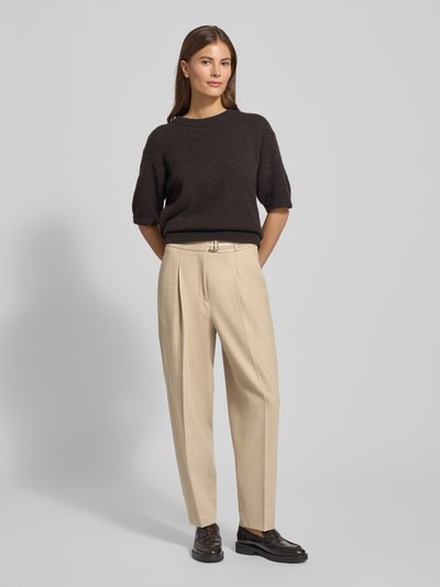 Cambio Spodnie materiałowe o szerokim kroju z dodatkiem wiskozy model ‘Elaine’ Beżowy melanż 1