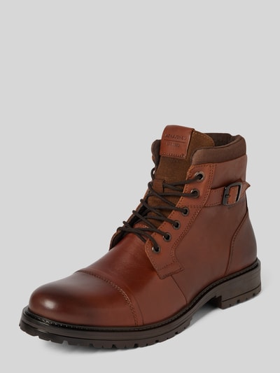 Jack & Jones Lederboots mit Dornschließe Modell 'DEXTER' Cognac 1