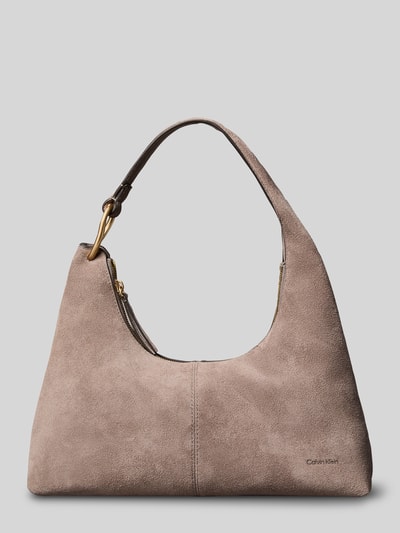 CK Calvin Klein Henkeltasche aus echtem Leder mit Label-Prägung Taupe 2