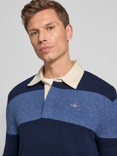 Gant Strickpullover mit Label-Stitching Dunkelblau 3