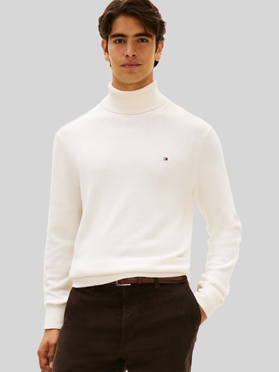 Tommy Hilfiger Regular Fit Rollkragenpullover aus Baumwoll-Kaschmir-Mix Offwhite 4