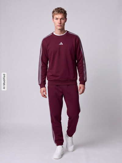 adidas Sportswear Sweatshirt mit Kontraststreifen Dunkelrot 1