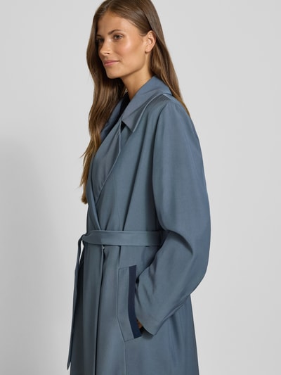 BOSS Regular fit trenchcoat met strikceintuur Rookblauw - 3