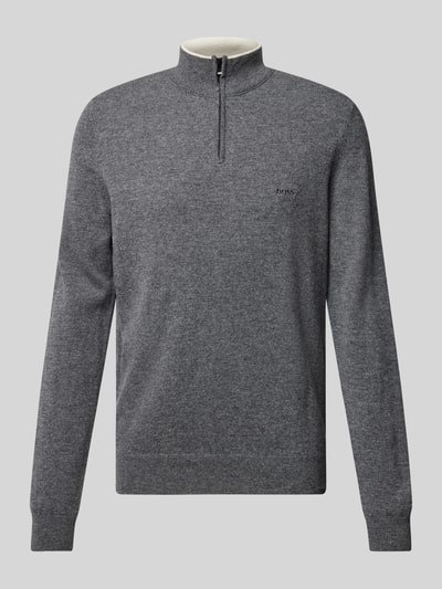 BOSS Gebreide pullover met opstaande kraag, model 'Emarlo' Middengrijs - 2