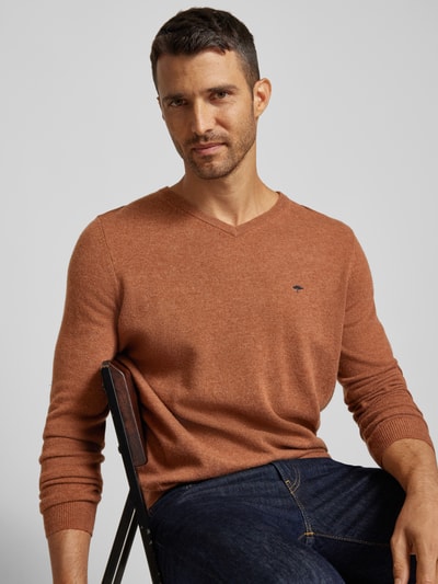 Fynch-Hatton Gebreide pullover met V-hals Hazelnoot - 3