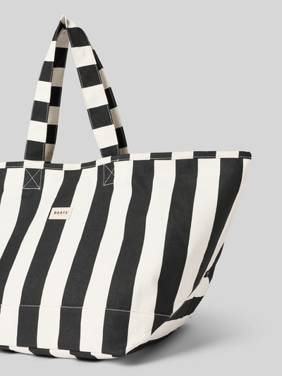Produktfoto, czarno-biały Shopper im Allover-Look Modell 'JUNO' od Barts z bawełny, szerokie pionowe pasy, Szerokość w rozmiarze 1: 35 cm, długość 37 cm, głębokość 35 cm, długość paska na ramię 57 cm
