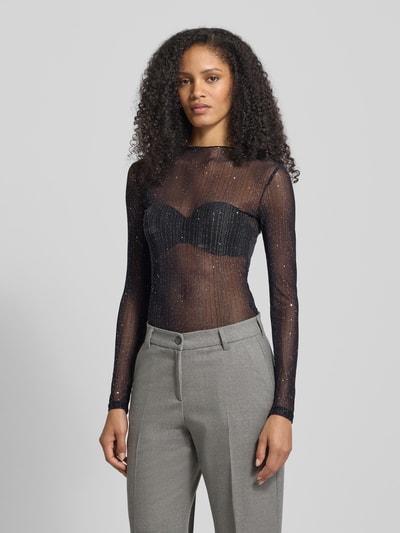 Vila Longsleeve in semitransparentem Design Modell 'TURNO' Black 4