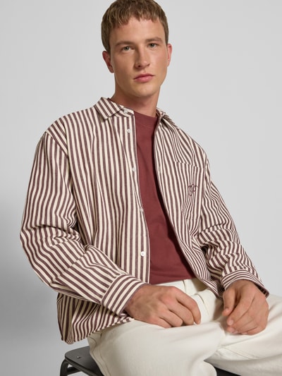 PROHIBITED Regular Fit Freizeithemd mit Leinen-Anteil Bordeaux 3