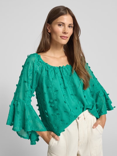 Apricot Blusenshirt mit Zierbesatz Gruen 3