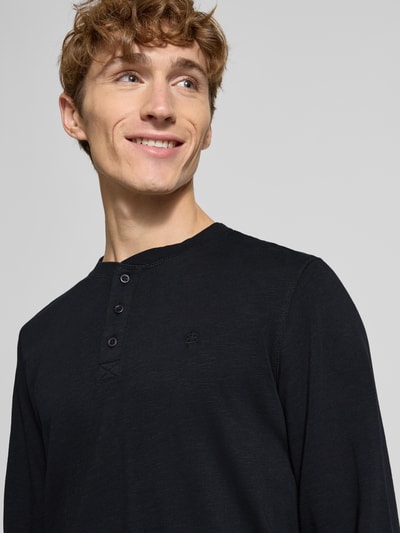 Blend Bluzka z długim rękawem i krótką listwą guzikową model ‘BRAT’ Czarny 3