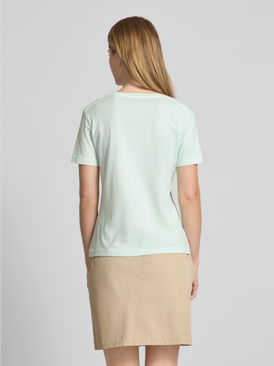 Gant T-shirt met geribde V-hals Mintgroen - 5