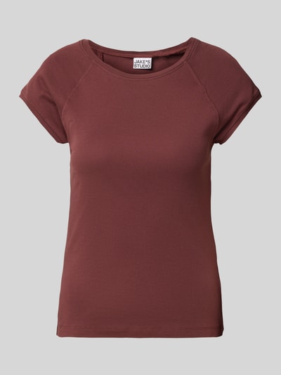 JAKE*S STUDIO WOMAN T-shirt met geribde ronde hals Roestrood - 2