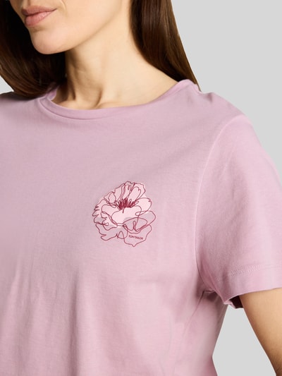 Tom Tailor t-shirt o kroju regular fit z czystej bawełny z nadrukiem z motywem Jasnofioletowy 3