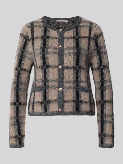 Produktfoto, Strickjacke aus Woll-Mix im Allover-Look von Christian Berg Woman Selection, wolmix met alpaca, regular fit, ronde hals, knoopsluiting, ruglengte maat S 50 cm, mouwlengte maat S 65 cm, dames
