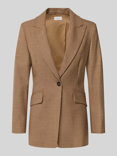 Produktfoto, Blazer met reverskraag en klepzakken model 'GAMBERO' van Marella, bruin geruit, getailleerde pasvorm, wollen mixmateriaal