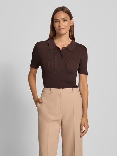 Mango Strickshirt mit Polokragen Modell 'POLETE' Dunkelbraun 4