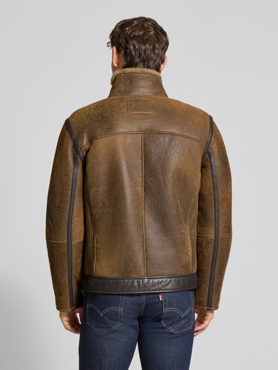 Strellson Regular fit leren jack van echte lamswol, model 'SHELTER' Cognac - 5