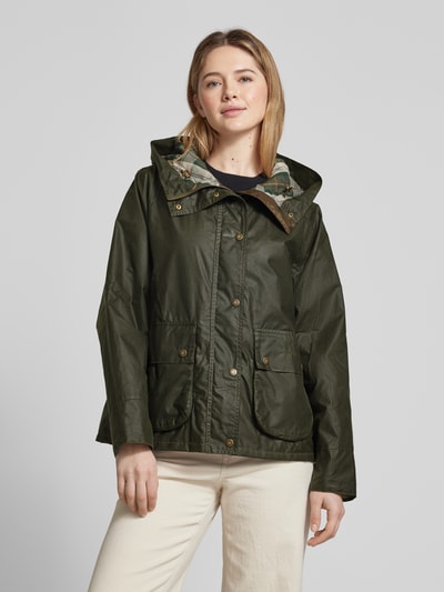 Barbour Jacke mit Label-Stitching Modell 'HOLLYS' Oliv 4