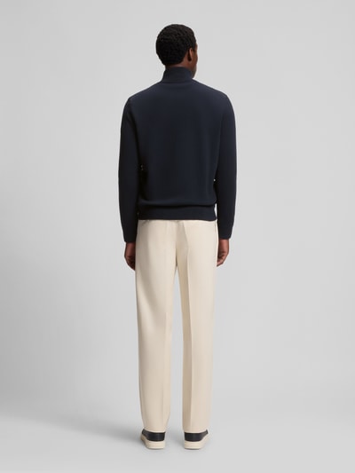 BOSS Regular fit sweatjack met doorgestikte voorkant, model 'HERNESTO' Marineblauw - 5