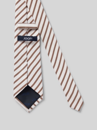Produktfoto, Krawat 'Krawatte aus Seide im Allover-Look (8 cm)' von JOOP! Collection, jedwab, klasyczny kształt, wzór na całej powierzchni, wyraźna faktura, szerokość w rozmiarze 1: 8 cm, kolor biały z brązowym paskiem