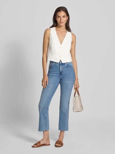 Mango Leinenweste mit Paspeltaschen Modell 'BORELI' Offwhite 1