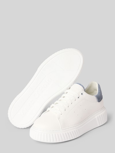 Produktfoto, Low Top Sneaker aus echtem Leder Modell 'SVEA 9A' von Marc O'Polo in Weiß mit Kontrast-Details, strukturierter Sohle, Label-Prägung