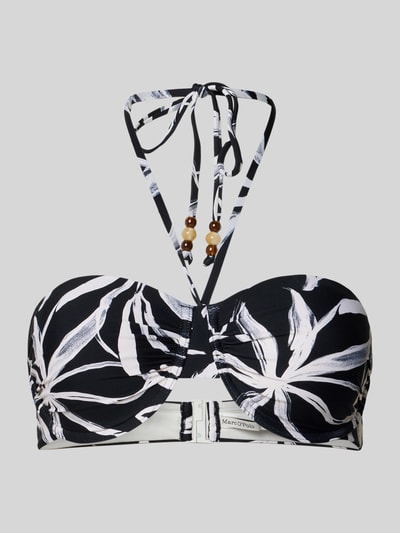 Produktfoto, Bikini-Oberteil mit floral Muster von Marc O'Polo, Mehrfarbig, Optik: floral, Trägerform: Neckholder, mit Bügel, Vorgeformt, Gefüttert, Muster: abstrakt, Applikation: Perlen, Label-Applikation, Verschluss: Klickverschluss, Materialverarbeitung: Stretch