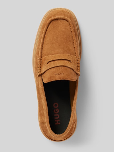 HUGO Lederloafers mit Label-Details Modell 'Chaol' Cognac 3