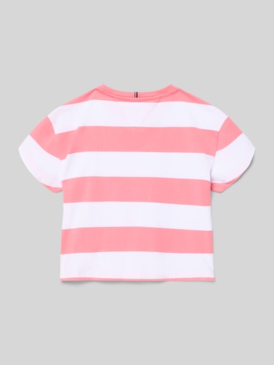 Tommy Hilfiger Teens męski t-shirt o kroju regular fit z czystej bawełny Mocnoróżowy 3