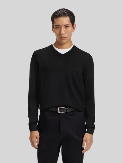 BOSS Regular Fit Strickpullover aus reiner Schurwolle Modell 'BARAM-L' Black 4