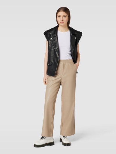 EDITED Broek in leerlook, model 'Floriane' Beige - 1